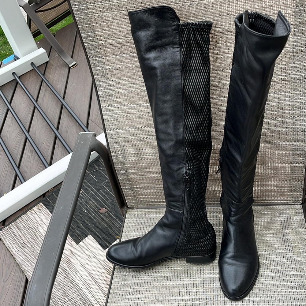 STUART WIETZMAN LADIES BLACK SMOOTH/TEXTURED OVER KNEE BOOTS-6.5 - Picture 4 of 15